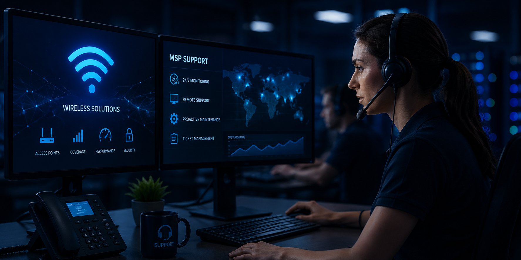 IT support engineer assisting customers